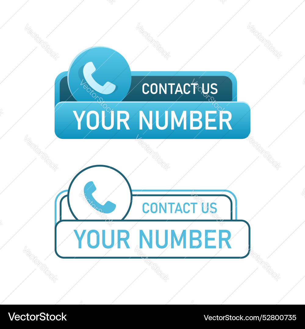 Call us button icon in flat style phone number Vector Image