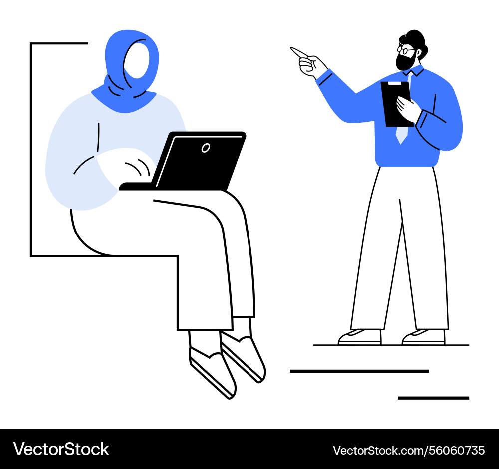 Collaboration between remote worker and supervisor Collaboration between remote worker and supervisor vector image