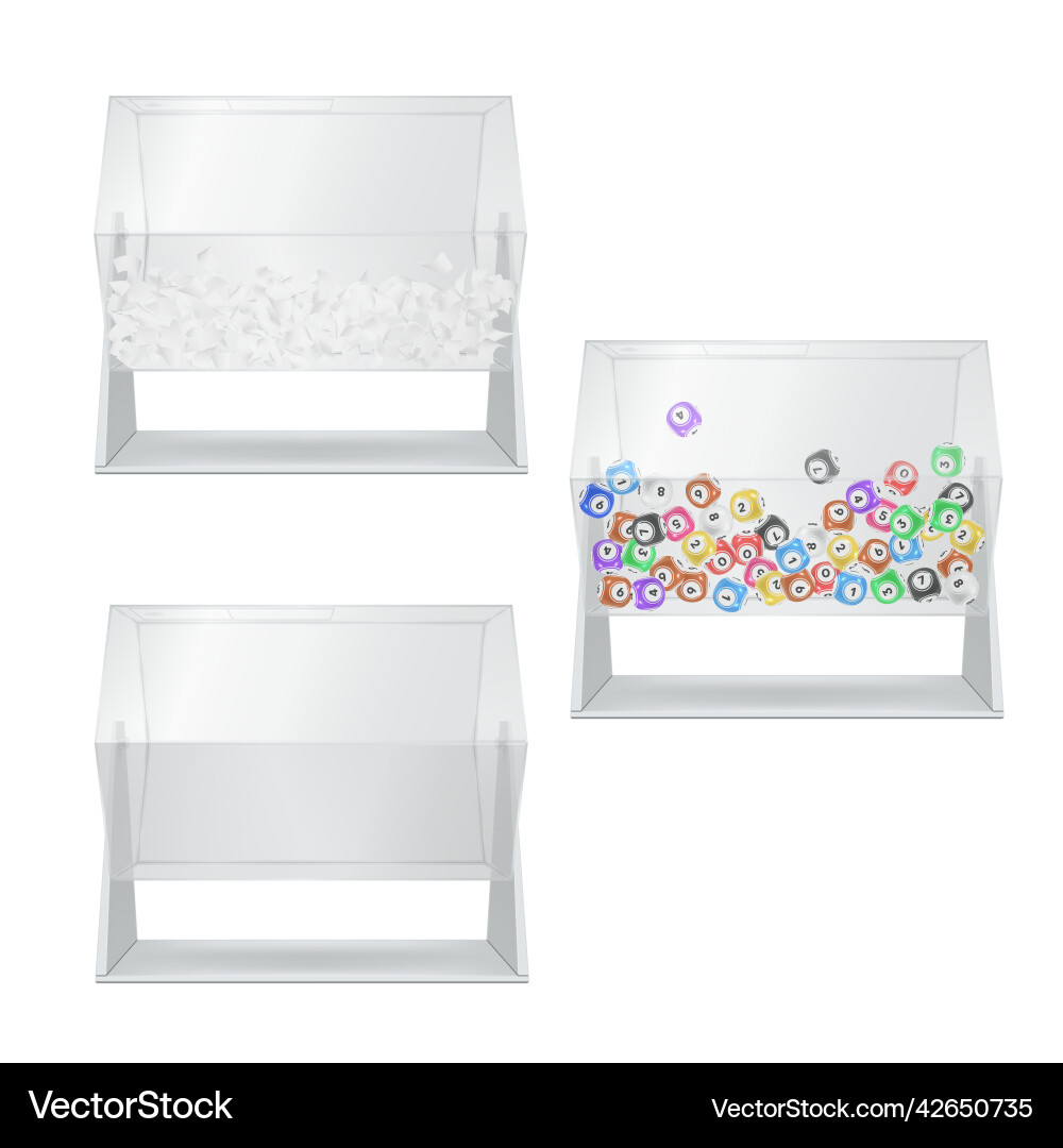 Collection realistic lottery drum empty with notes Collection realistic lottery drum empty with notes vector image