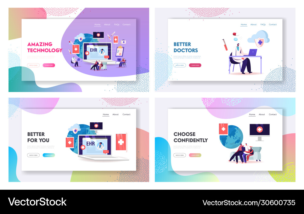 Ehr electronic health record landing page vector image