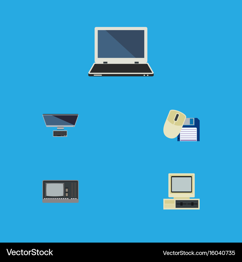 Flat icon computer set of mouse vector image