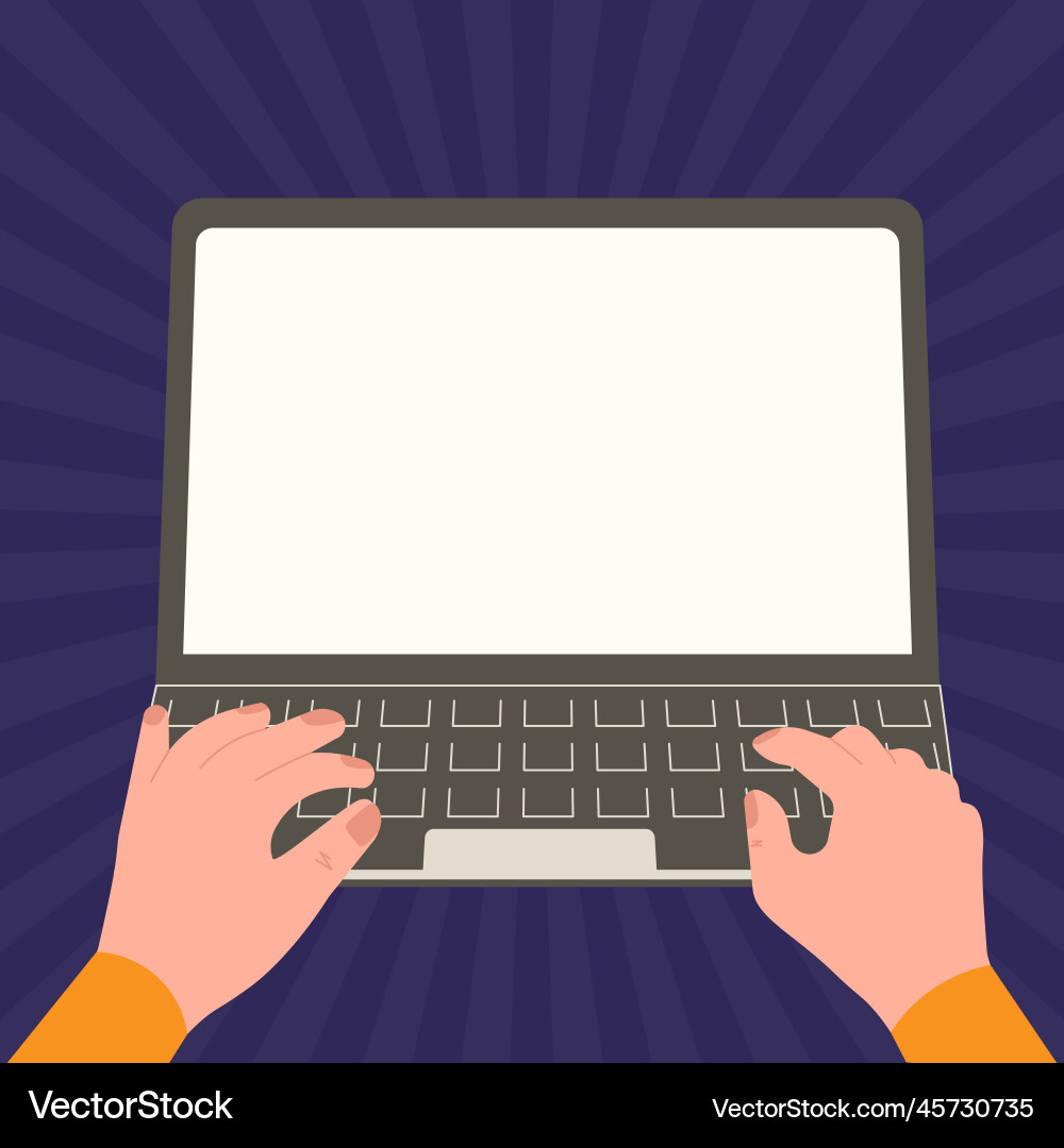 Hands typing text with keyboard laptop screen Hands typing text with keyboard laptop screen vector image