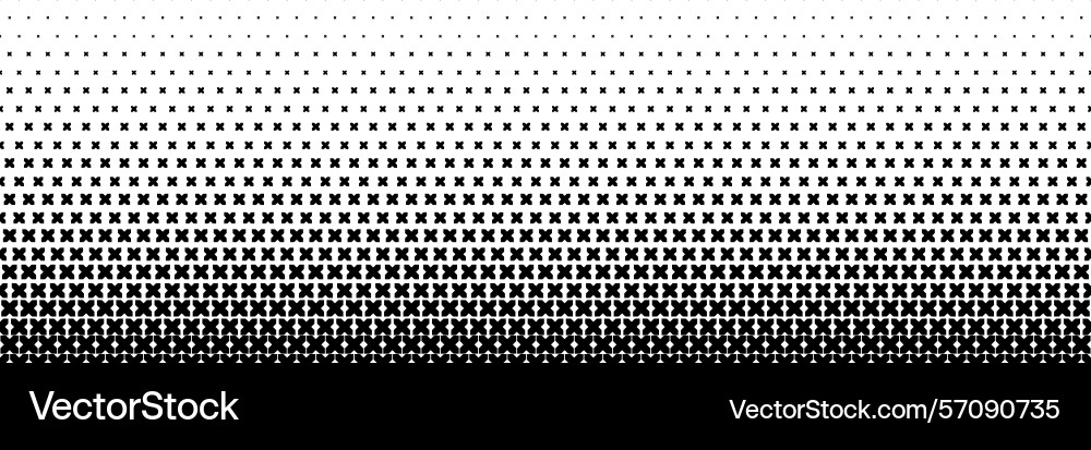 Horizontal black halftone of sharp cross vector image