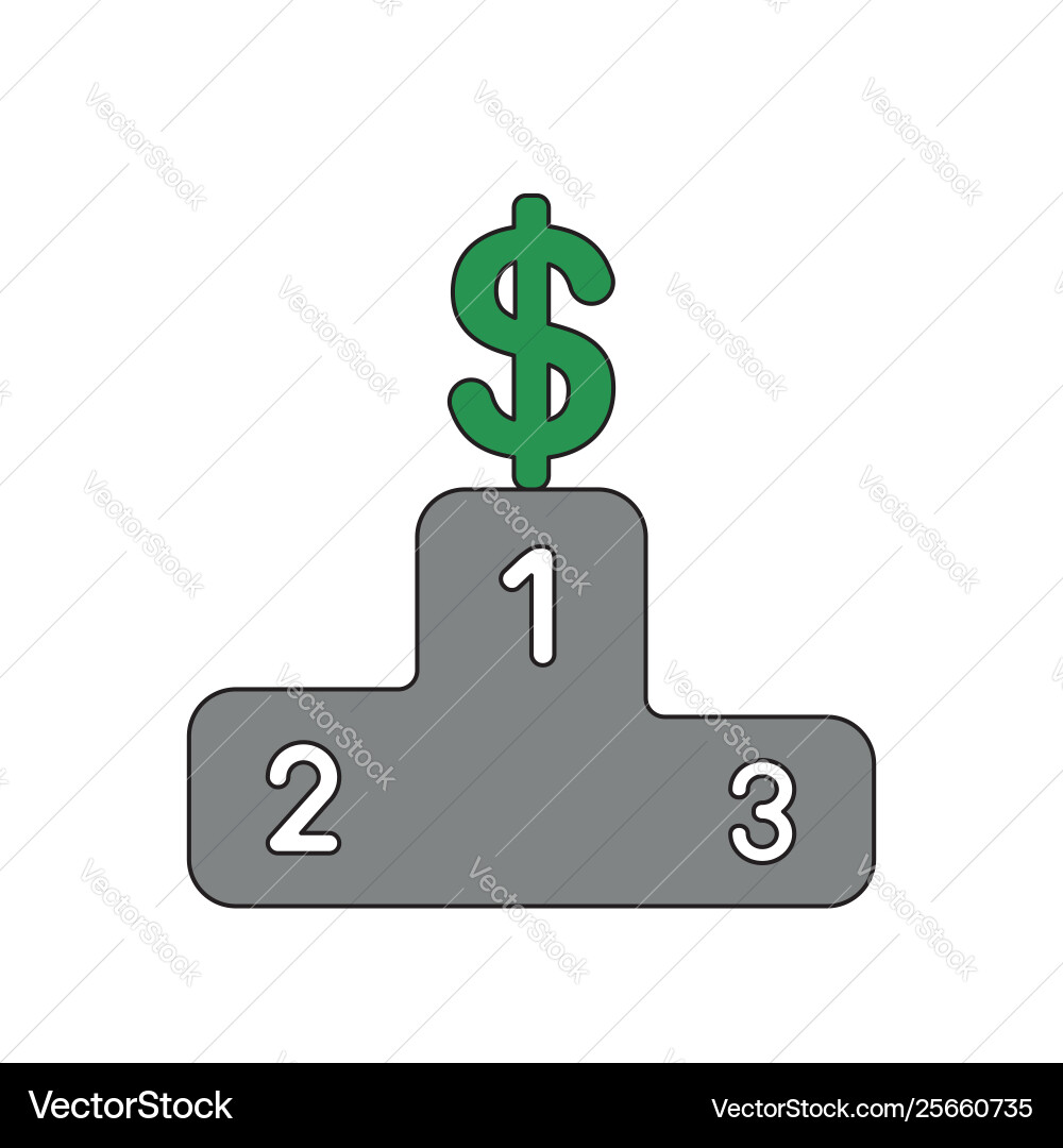 Icon concept dollar on first place winners Icon concept dollar on first place winners vector image