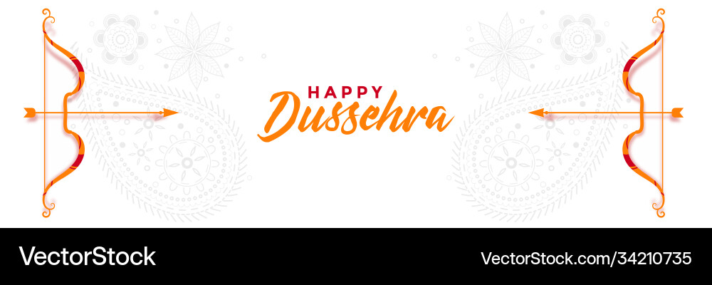 Indian happy dussehra greeting banner with bow Indian happy dussehra greeting banner with bow vector image