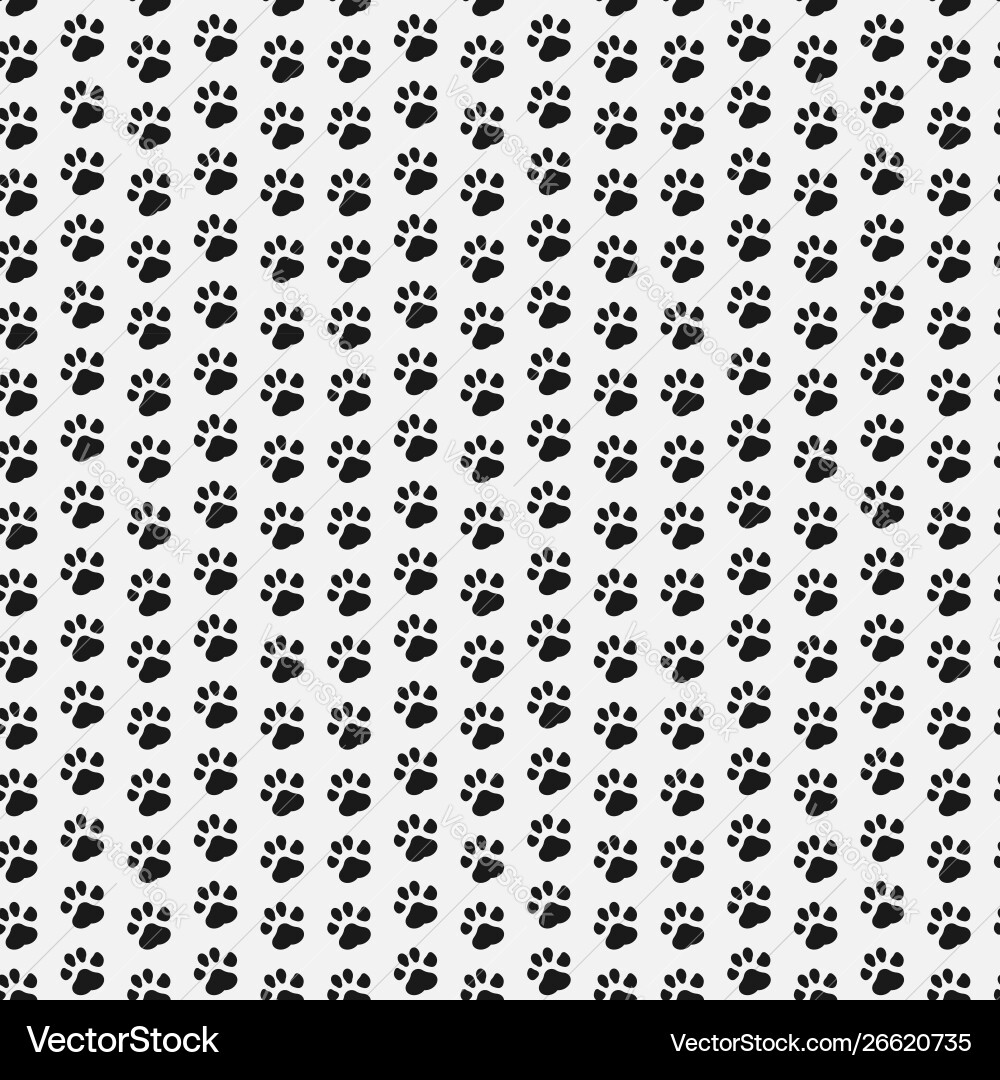 Paw print seamless dog and cat footprint Paw print seamless dog and cat footprint vector image