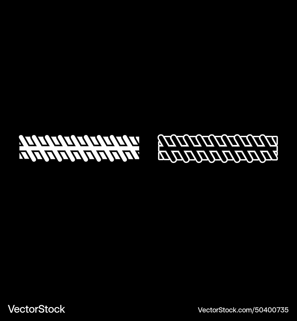 Reinforcement Rebar Set - White Icon Vector Image