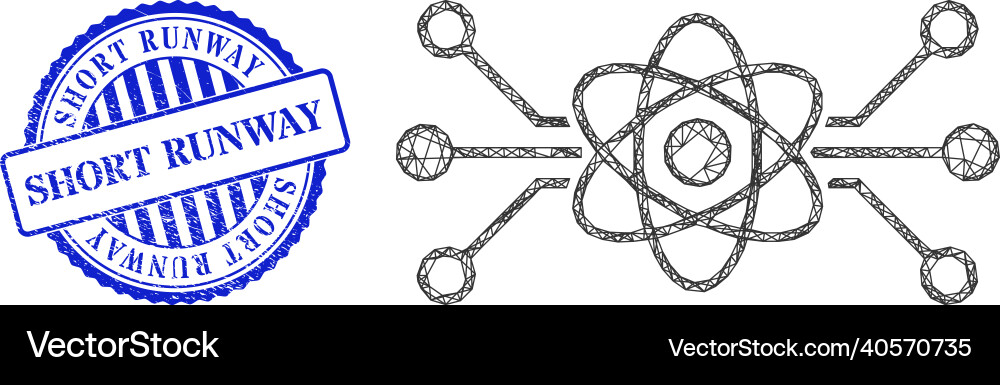 Scratched short runway badge and net quantum Scratched short runway badge and net quantum vector image