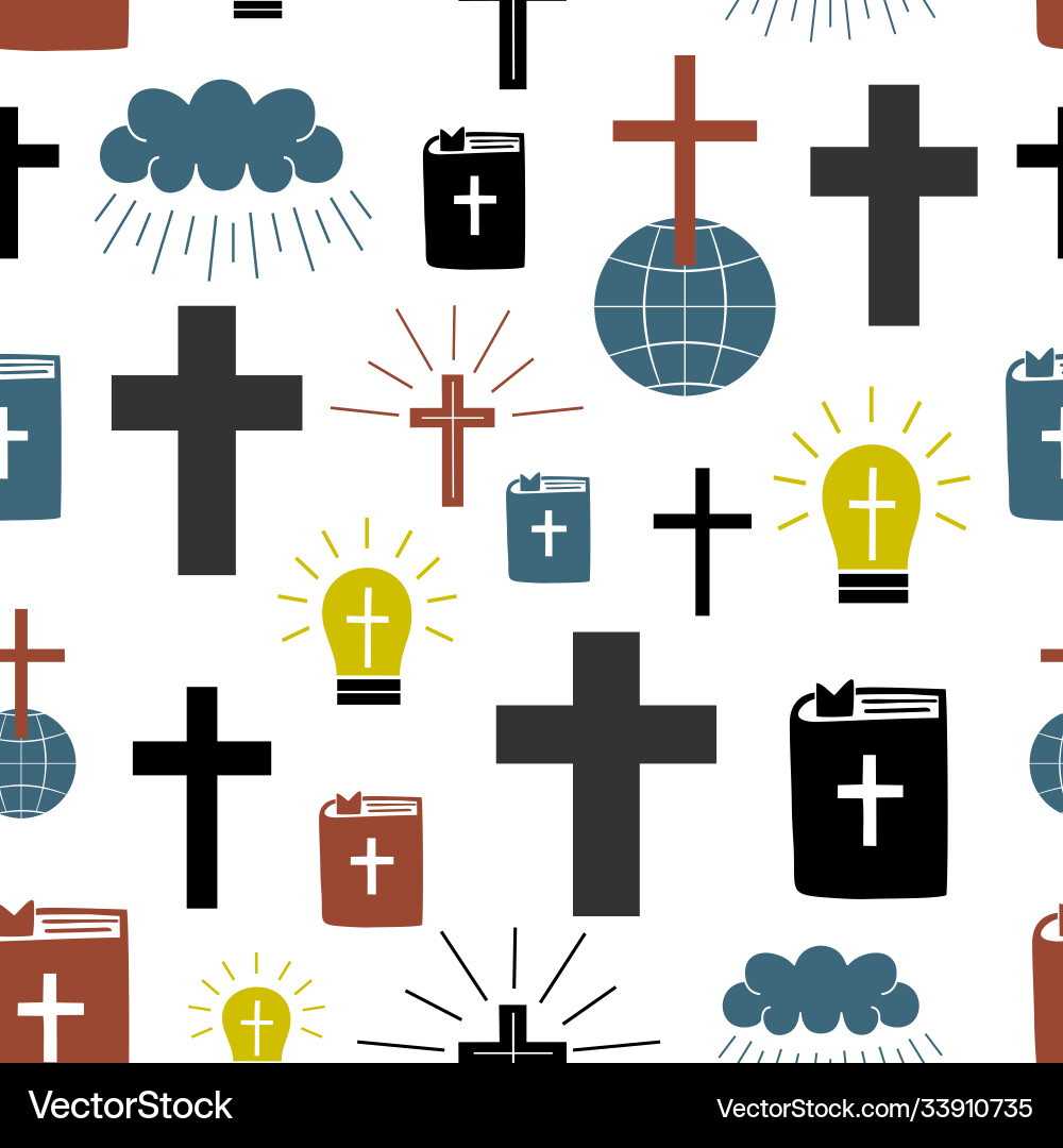 Seamless pattern with symbols cross on globe Seamless pattern with symbols cross on globe vector image
