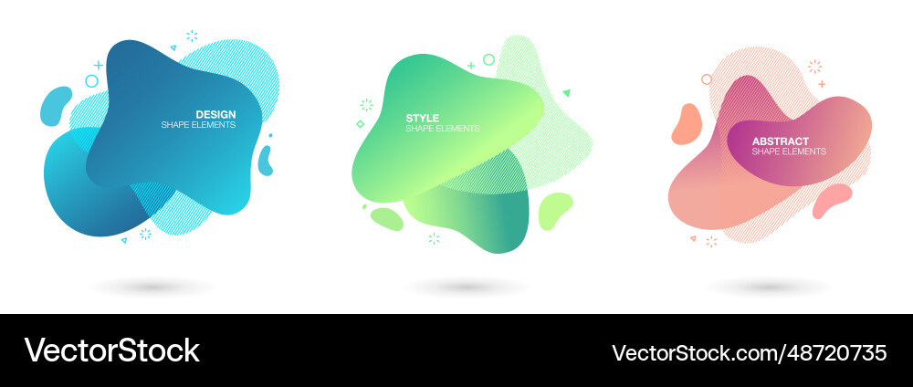 Set of abstract gradient liquid shape amoeba Set of abstract gradient liquid shape amoeba vector image