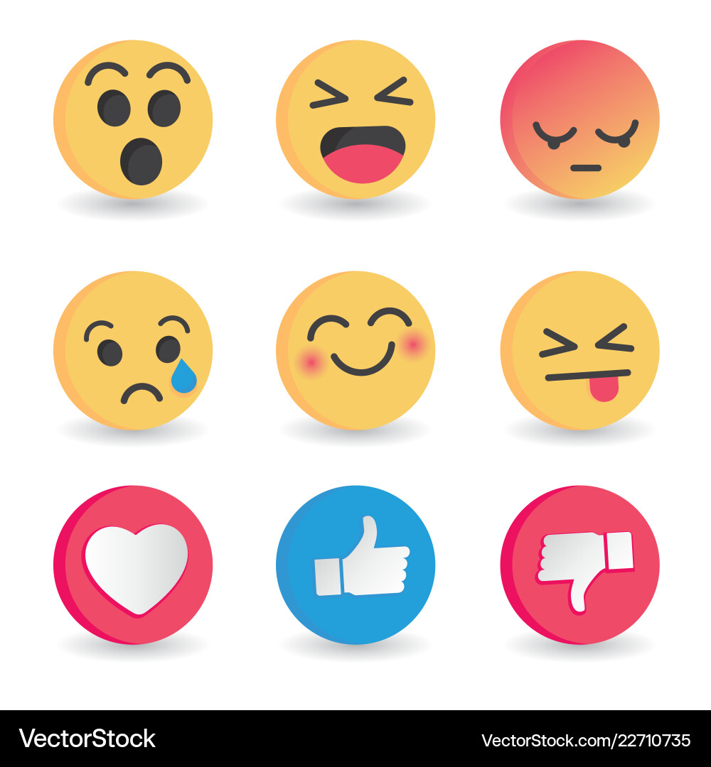 Set of emoticon social media reactions vector image