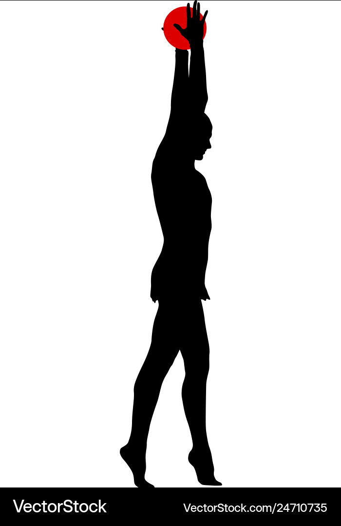 Silhouette Mädchen Gymnast mit dem Ball auf weiß Silhouette Mädchen Gymnast mit dem Ball auf weiß vektorbild