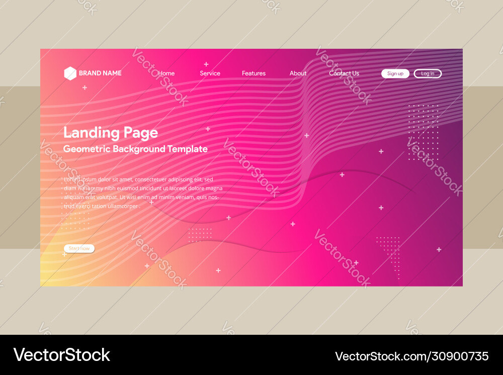 Website template design and landing page line Website template design and landing page line vector image