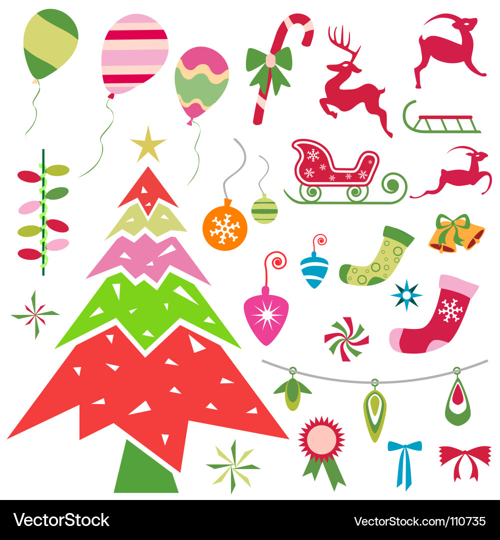 Weihnachtsschmuck Kollektion Vektorbild