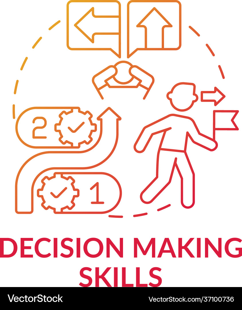 Decision making skills red gradient concept icon Vector Image