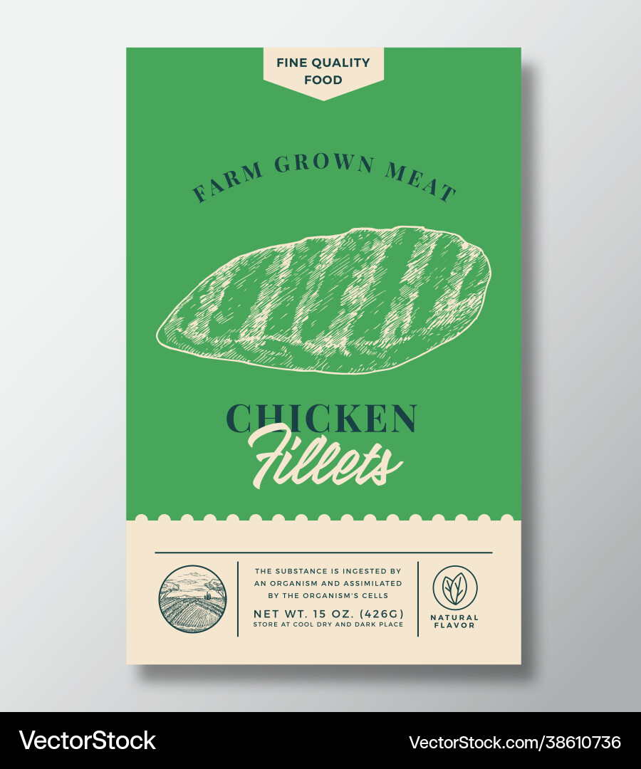 Farm grown meat abstract packaging design vector image