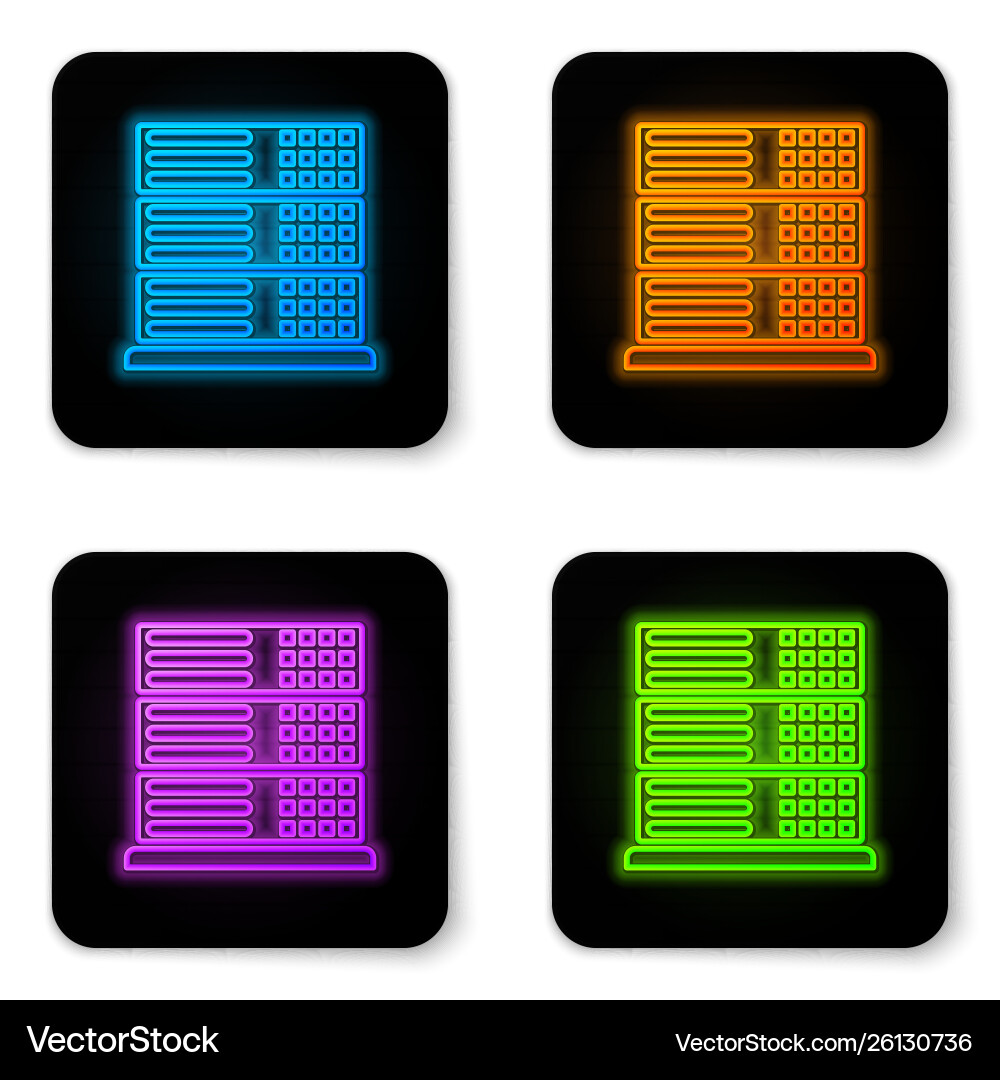 Glowing neon server data web hosting icon Glowing neon server data web hosting icon vector image