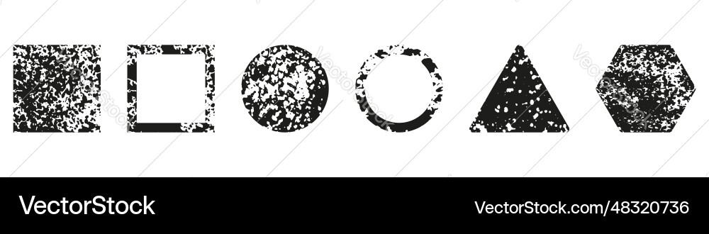 Grunge circle triangle square hexagon set ink Grunge circle triangle square hexagon set ink vector image