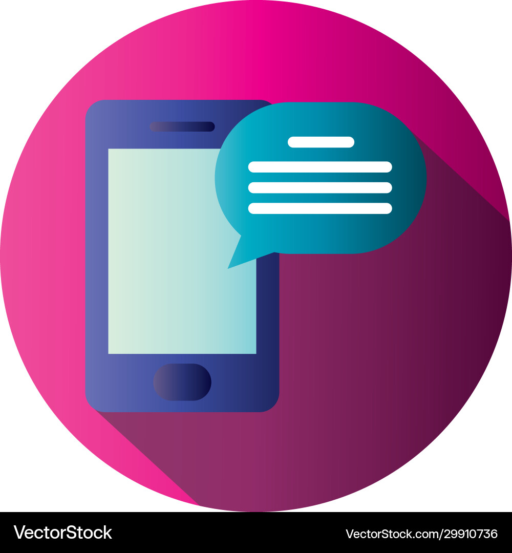 Isolated digital smartphone and bubble block vector image