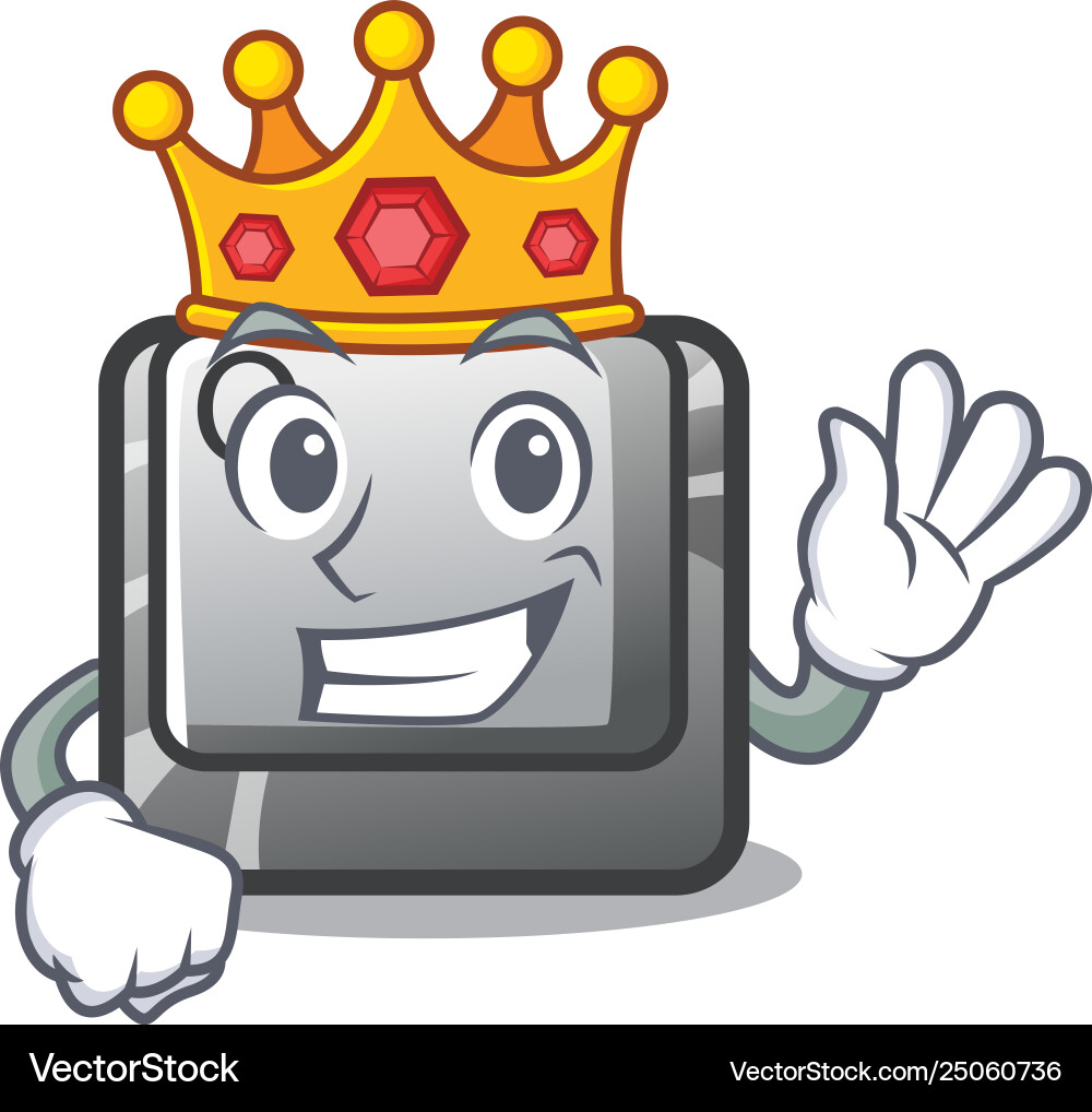 King q button installed on cartoon computer Vector Image
