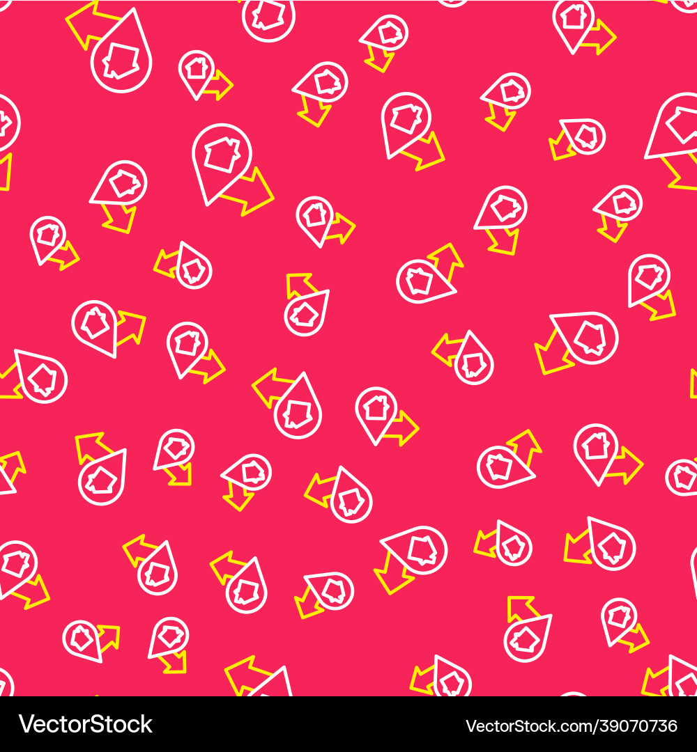 Line map pointer with house icon isolated seamless Line map pointer with house icon isolated seamless vector image