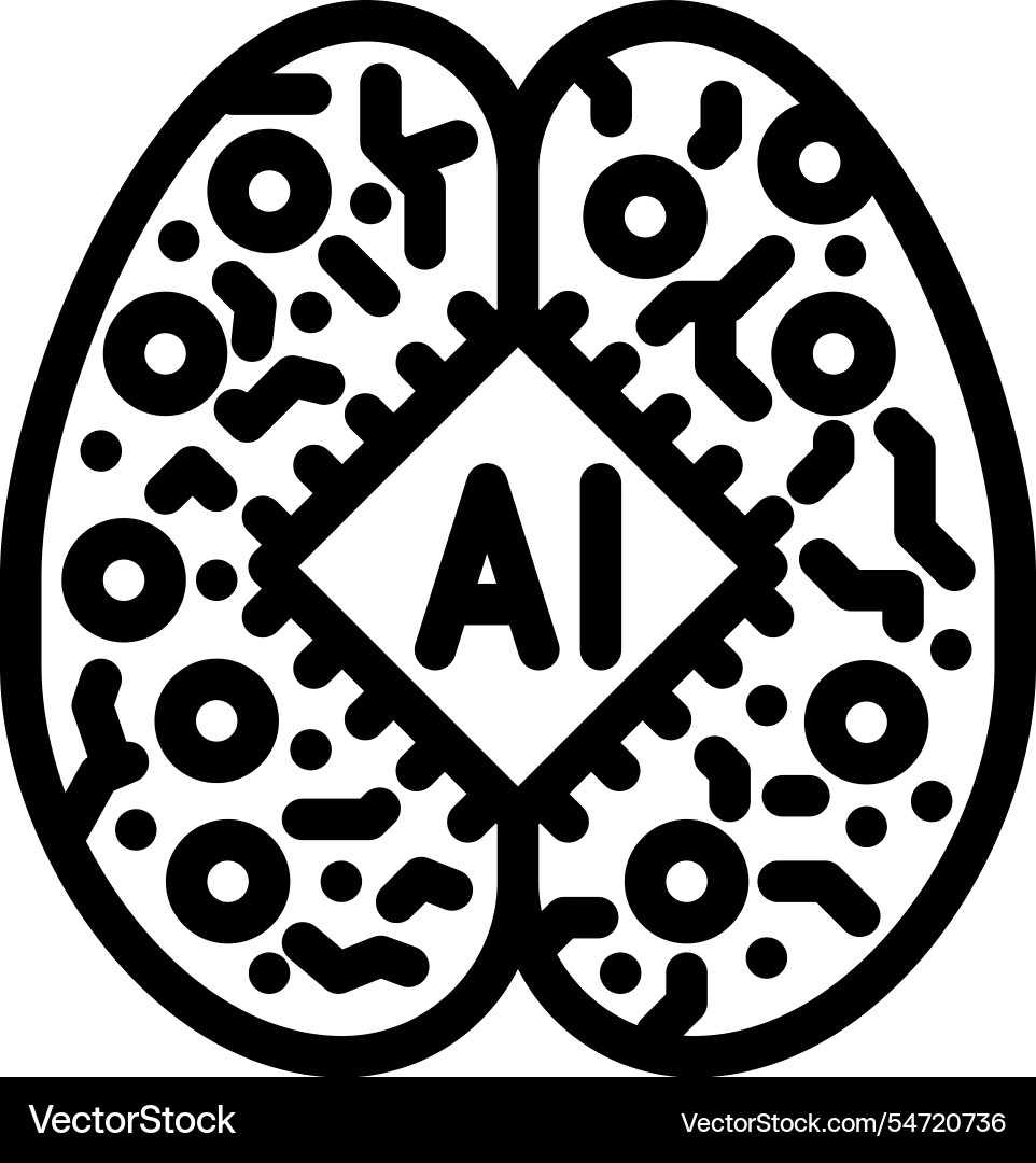 Machine learning symbol line icon Machine learning symbol line icon vector image