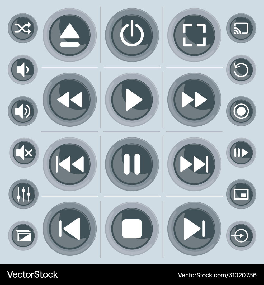 Media player control buttons set vector image