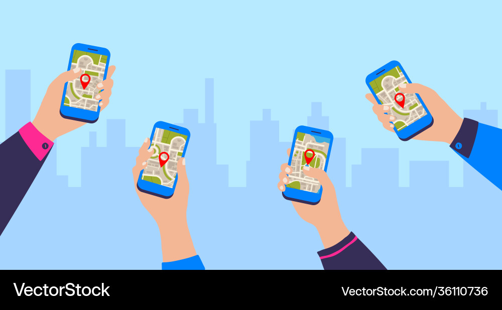 Mobile Navigation App - Cityscape vector image