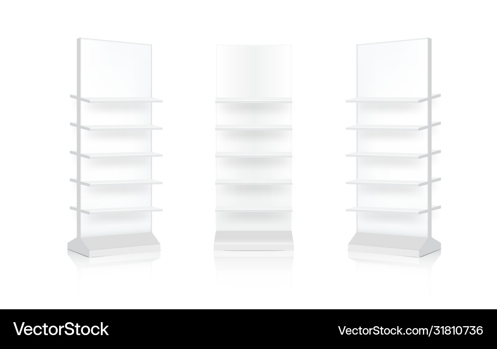 Mock up realistic banner shelf kiosk display 3d Mock up realistic banner shelf kiosk display 3d vector image