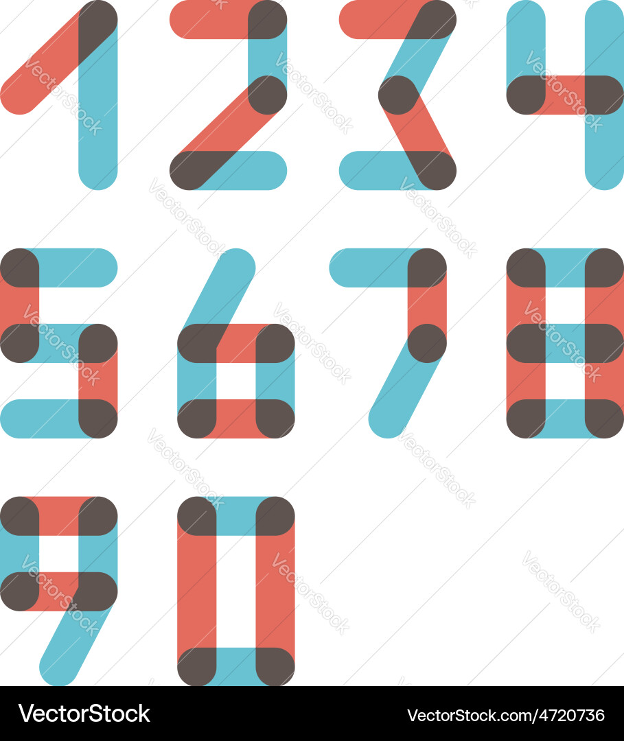 Numbers set modern style icons Vector Image