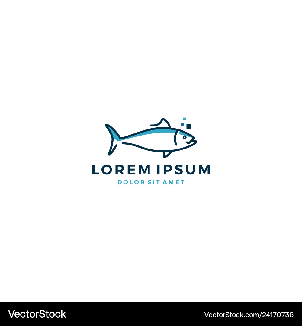Pixel Tuna Fish Logo Template Vector Image