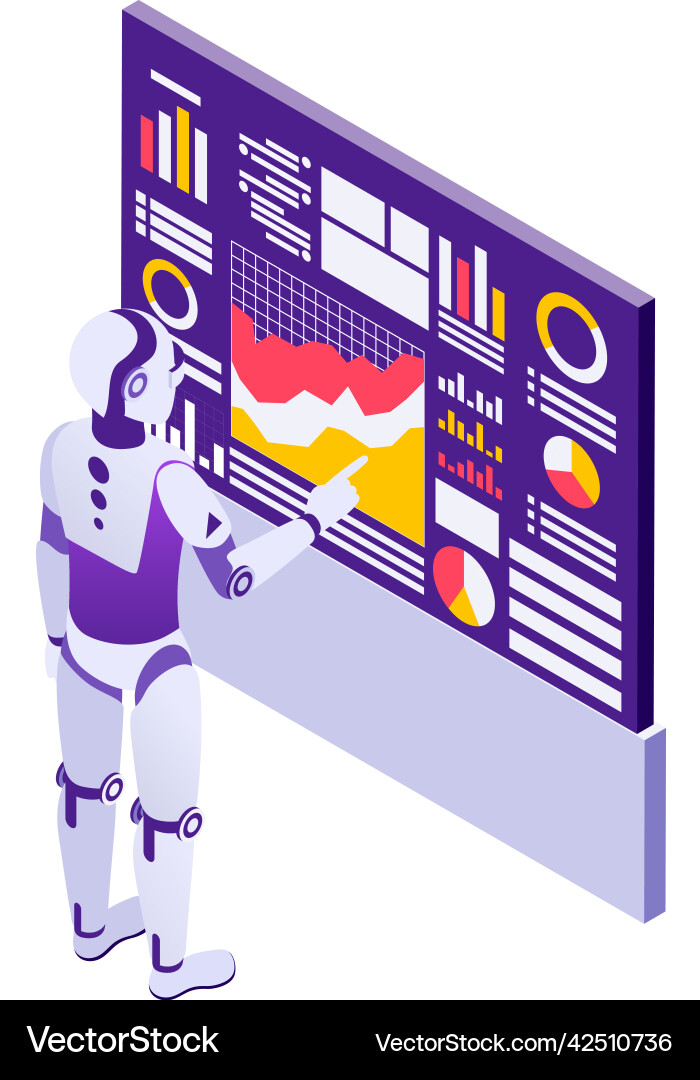 Robot chart analyst composition Robot chart analyst composition vector image