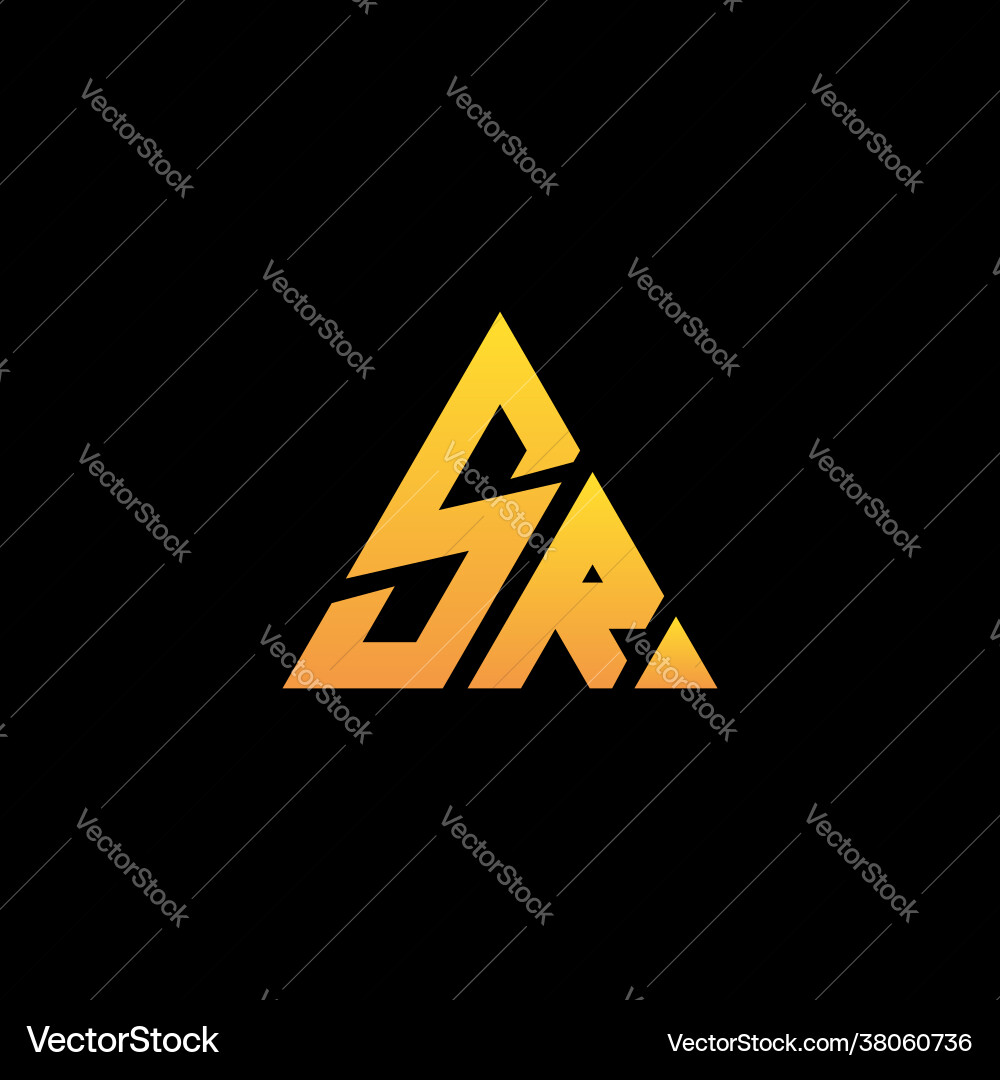 S r monogram initial logo with a yellow triangle S r monogram initial logo with a yellow triangle vector image