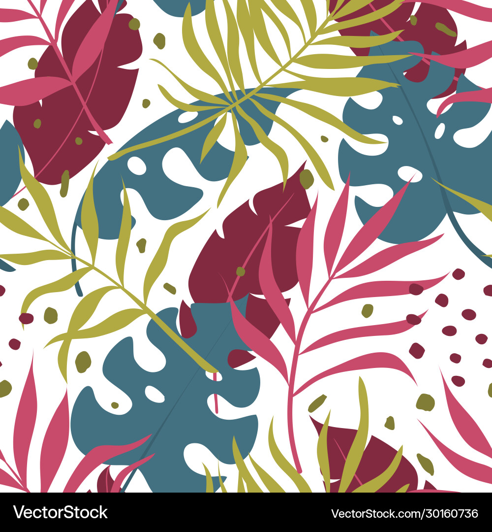 Seamless exotic pattern with tropical leaves Seamless exotic pattern with tropical leaves Vector Image