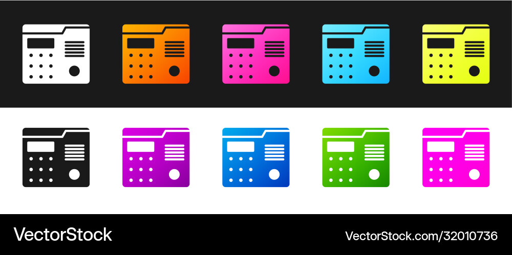 Set house intercom system icon isolated on black Vector Image