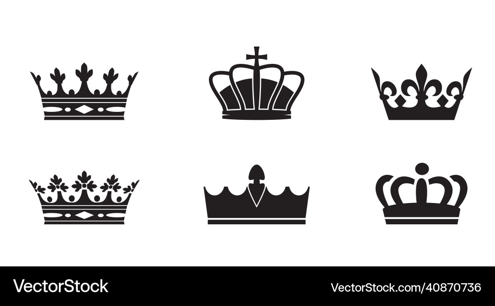 Set of king crowns on white background Set of king crowns on white background Vector Image