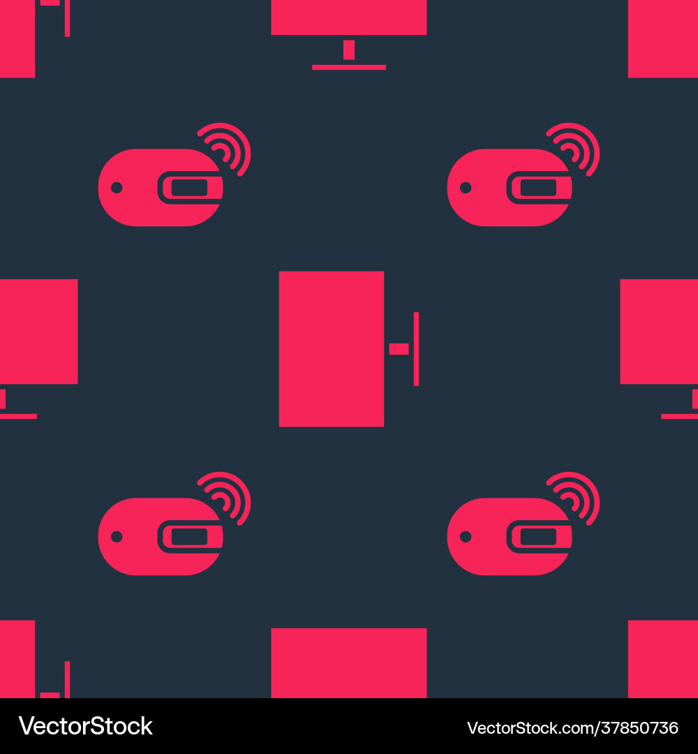 Set wireless computer mouse and monitor vector image