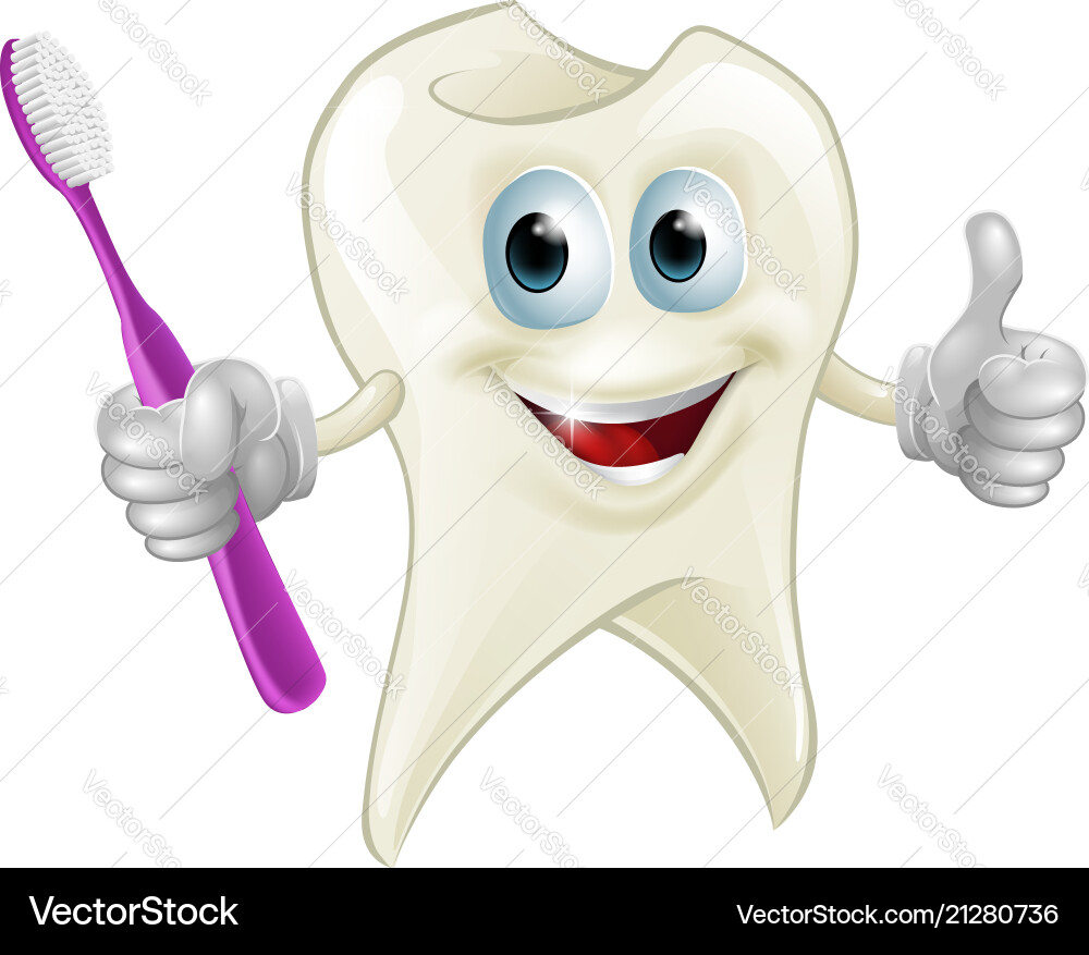 Smiling Tooth Character with Toothbrush vector image