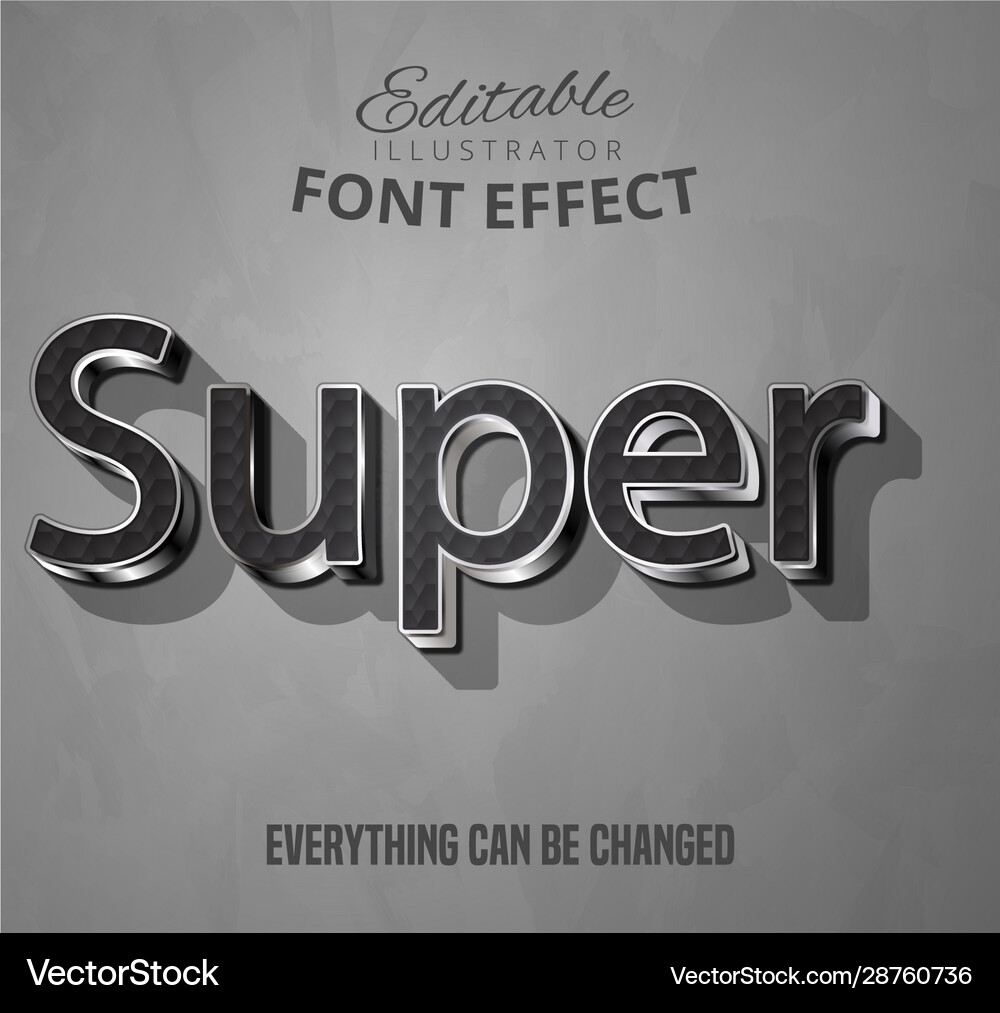 Super text editable font effect vector image