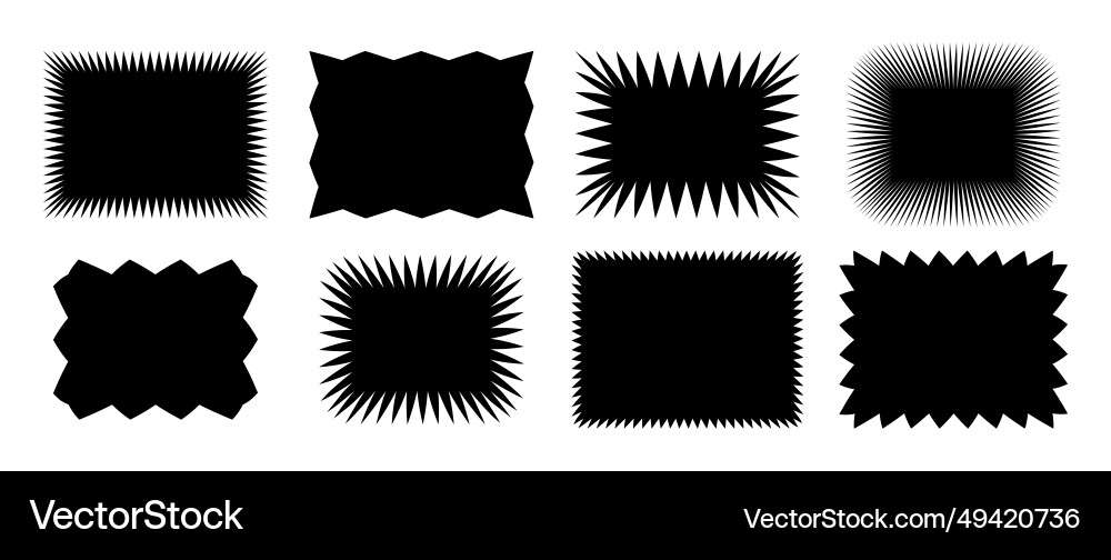 Zig zag edge rectangle shape collection jagged Zig zag edge rectangle shape collection jagged vector image