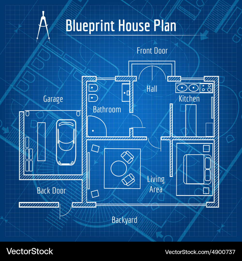 Blueprint house plan vector image