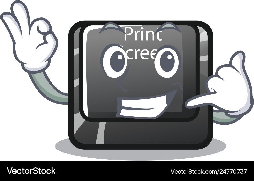 Call me print screen button on cartoon keyboard vector image
