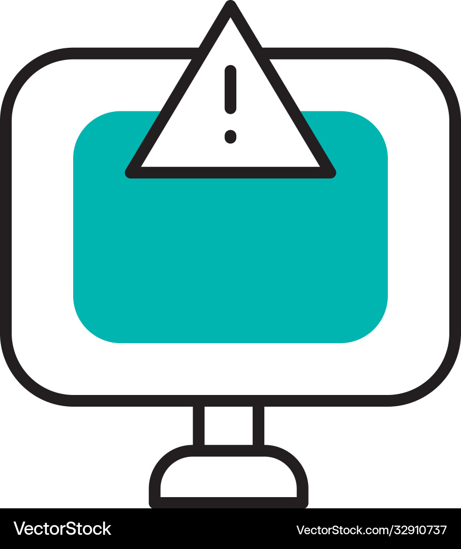 Cyber security concept computer with warning sign vector image