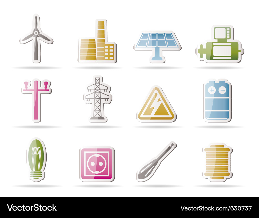 Electricity Power Icons Set Vector Image