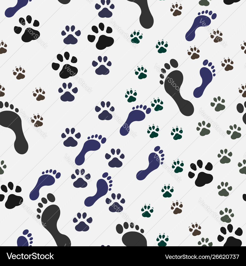 Footprint Pattern - Cats & Dogs vector image