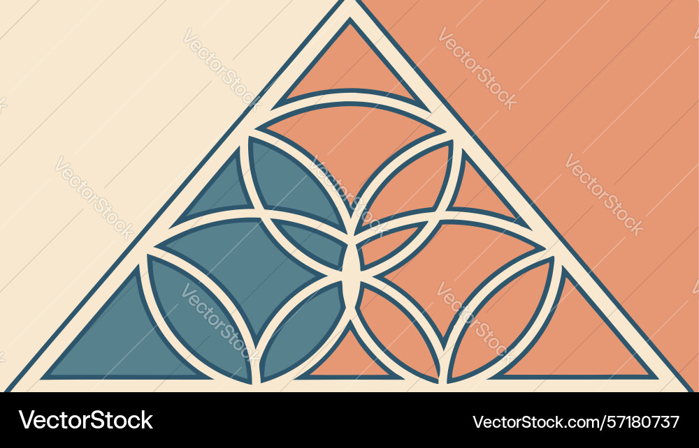 Geometric triangle with intricate circular vector image