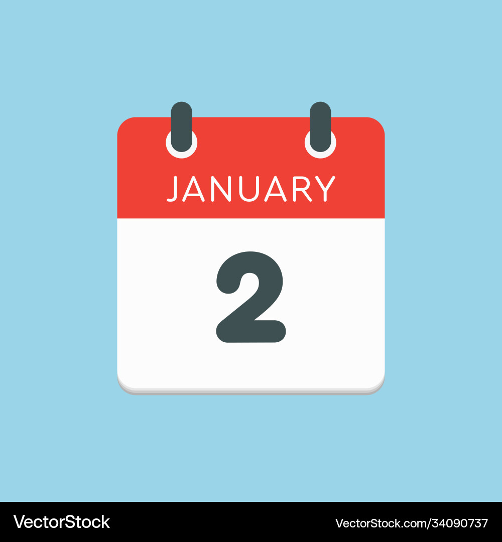 Icon Tag Datum 2 Januar Vorlage Kalenderseite Icon Tag Datum 2 Januar Vorlage Kalenderseite vektorbild