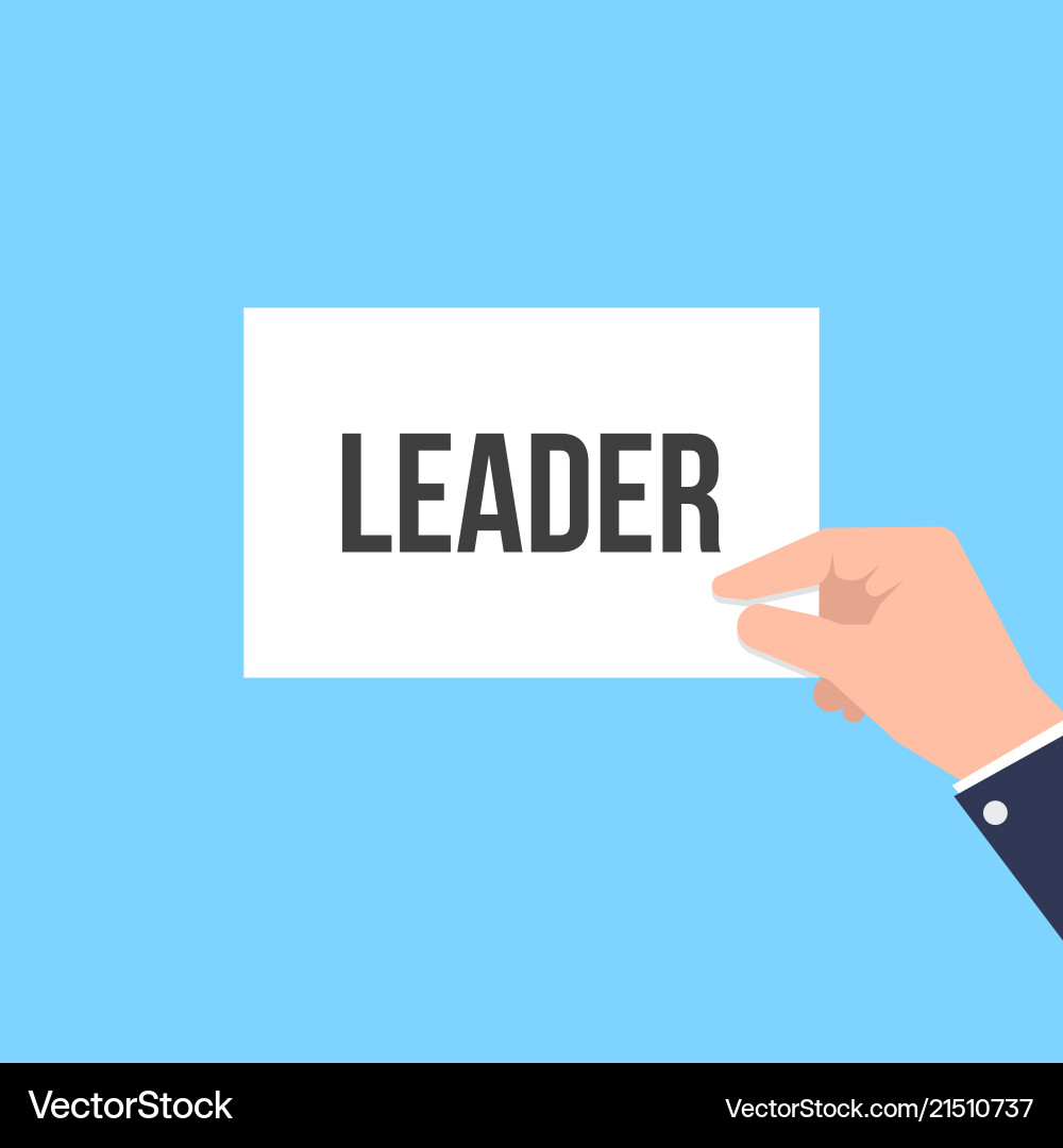 Man showing paper leader text Vector Image