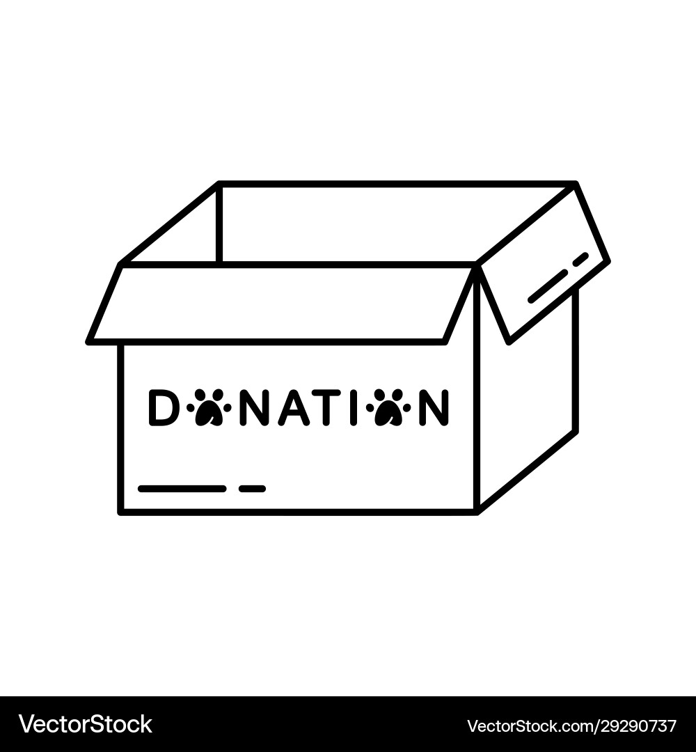Open empty box with text donation linear icon Vector Image