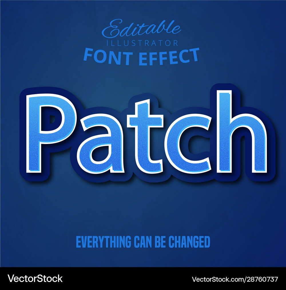 Patch text editable font effect vector image